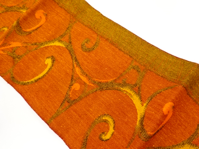 JAPANESE NAGOYA OBI / JAPANESE KIMONO / TSUMUGI / WOVEN ARABESQUE